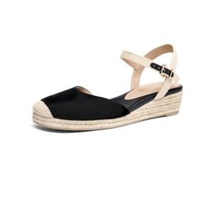 New Dream Pairs Espadrille Ankle Strap Wedges in Black Suede Size 9M